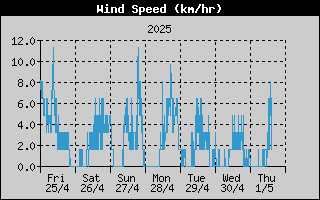 10 minuten gemiddelde windsnelheid